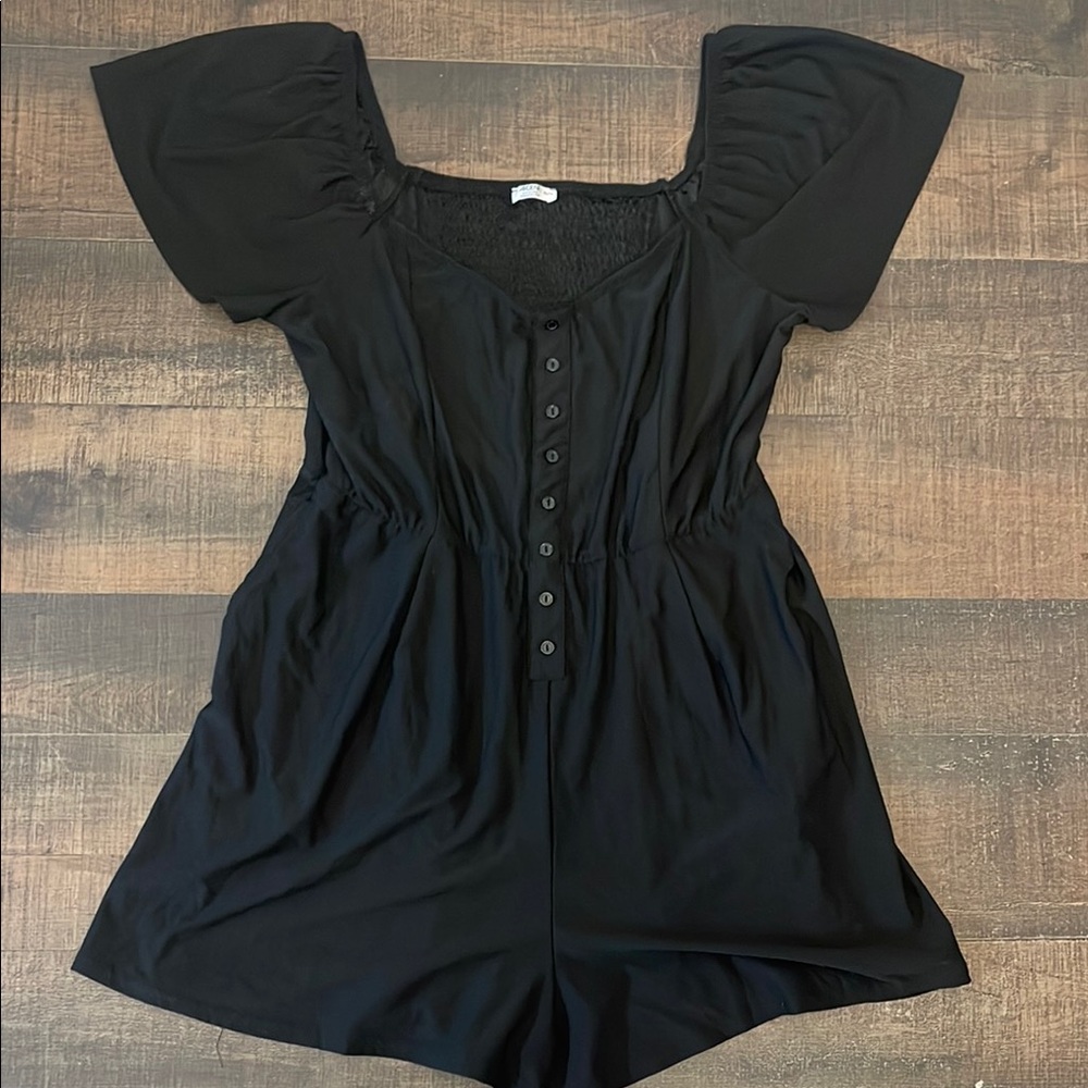 Black Button-Down Romper